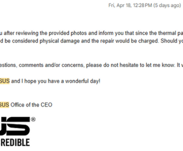 ASUS Refuses Warranty Desktop AIO b/c No Thermal Pad?????