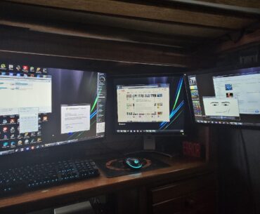 2 of the monitors were dirt cheap and one is wedged between the wall