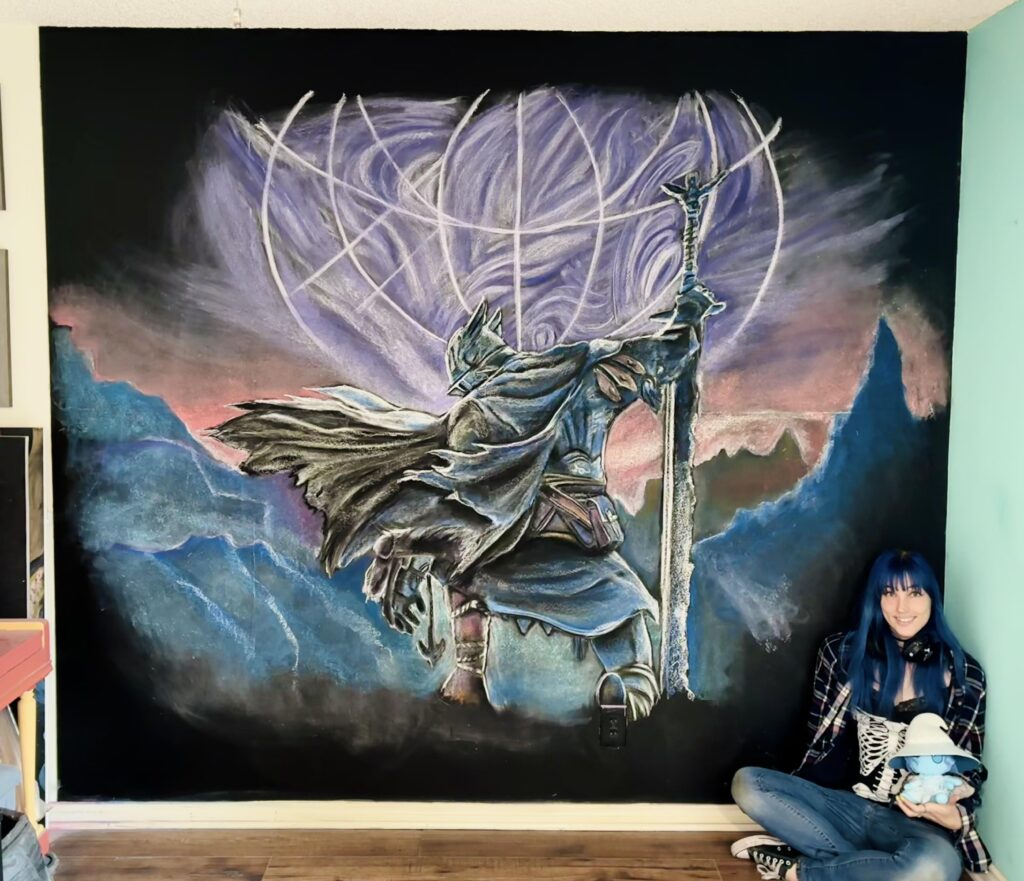 Elden Ring chalk drawing I did for today’s launch!