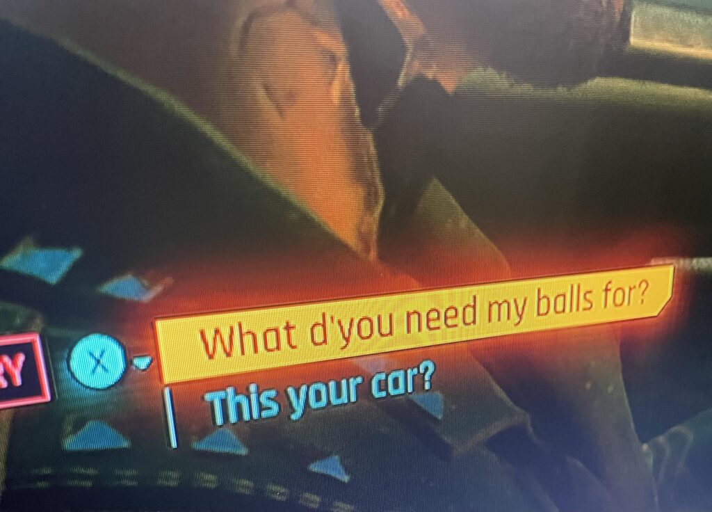 This is what happens when you look away from cyberpunk dialogue