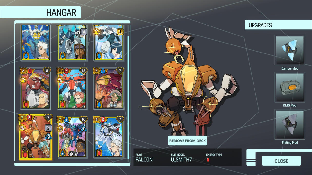 Between missions, you can customize your deck of cards.