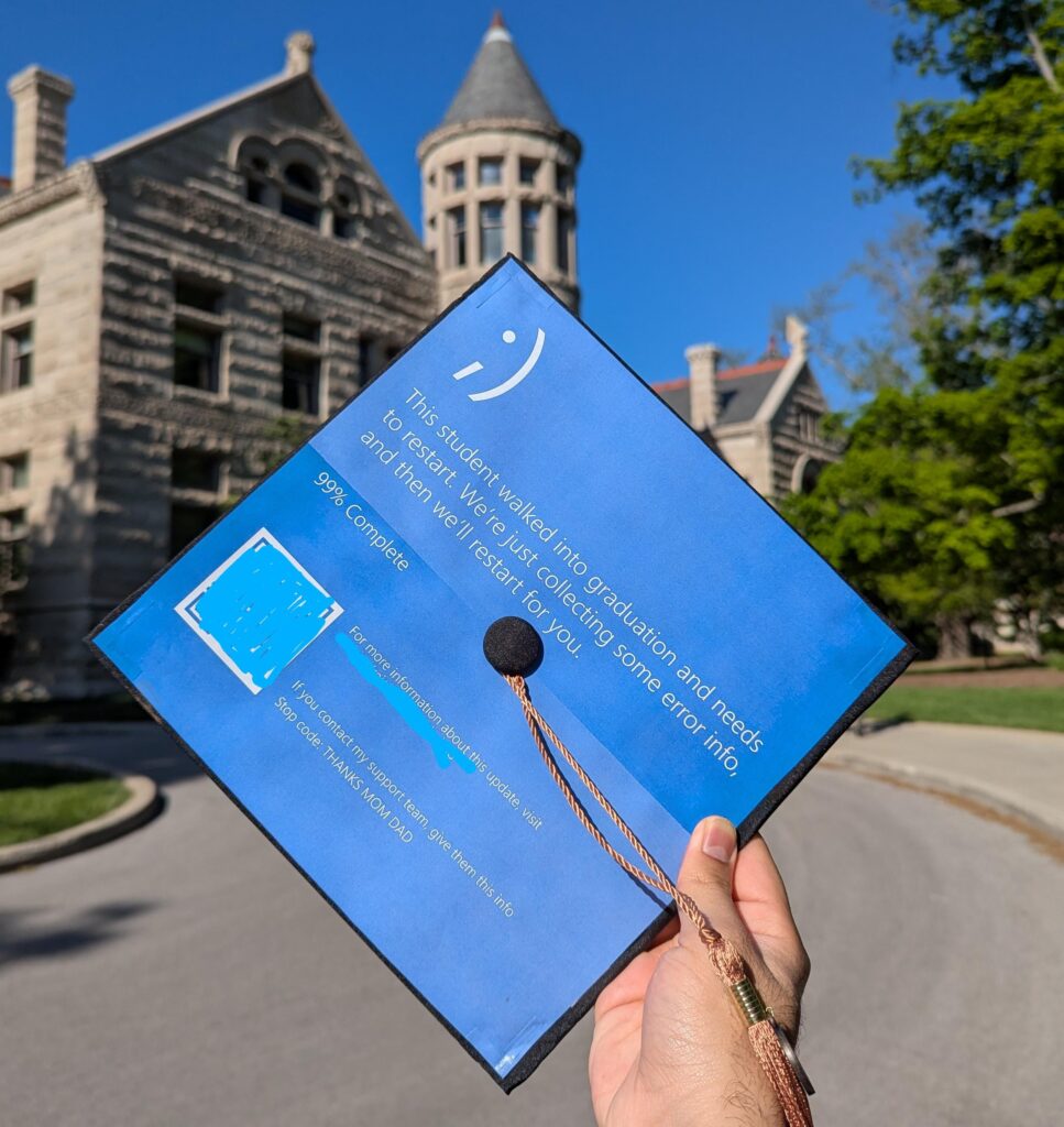 Attempted running crysis on my graduate cap