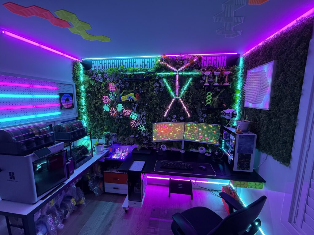 My own little cyberpunk room for remote work and relaxing.