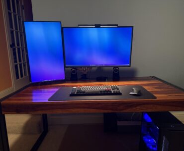 My newly combined MacBook/pc setup