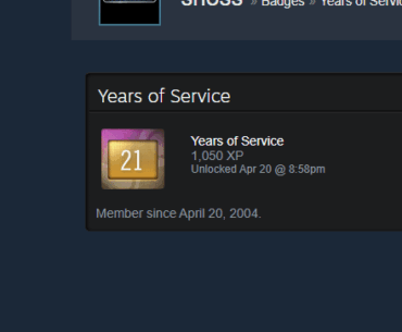 My Steam account is now old enough to have a beer with me
