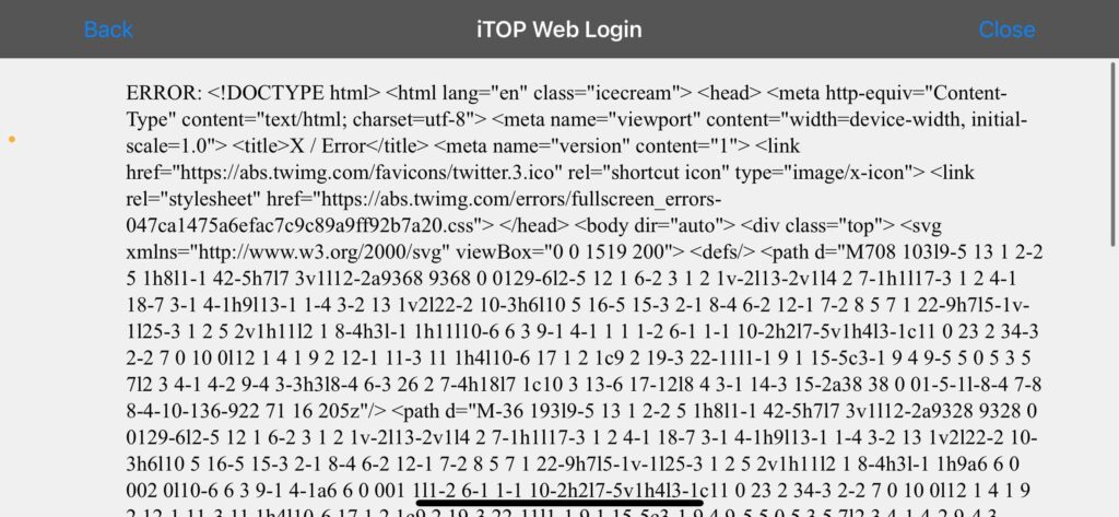 Twitter Login Error