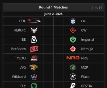 Austin Major First Match-ups live on liquipedia
