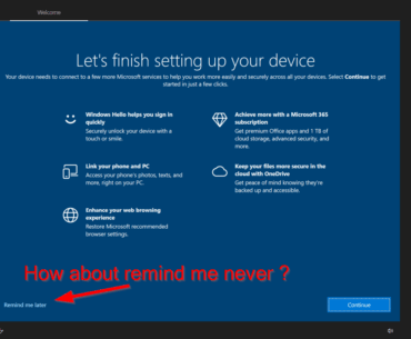 Windows 10 Let's finish setting up your device