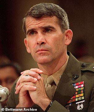 The game was developed with future warfare expert Peter Singer  and retired Lieutenant Colonel Oliver North (pictured). When it was released 13 years ago, many thought the science fiction game could help shape actual warfare