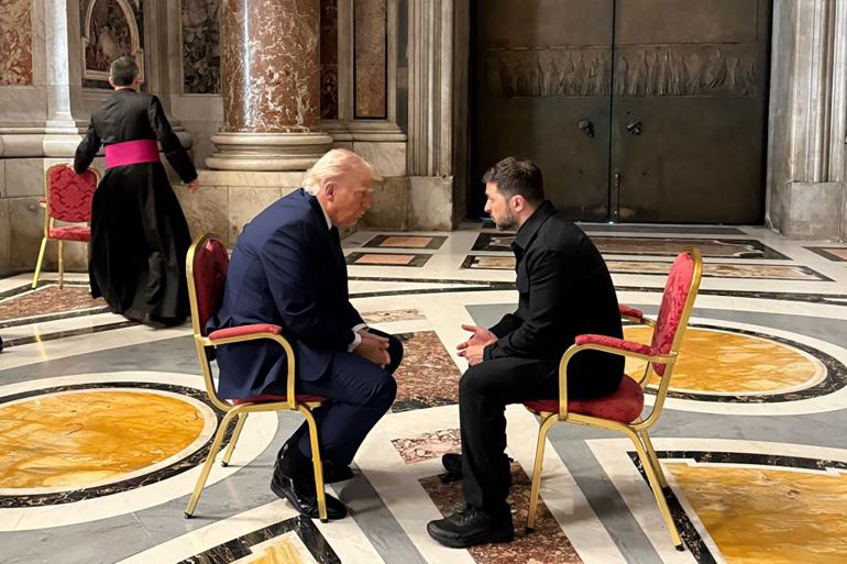 Volodymyr Zelensky meets with Donald Trump