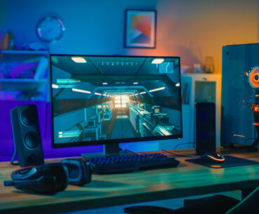 Gaming monitor and desk setup