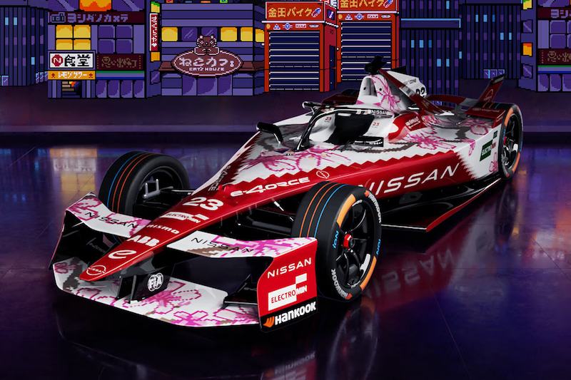 Nissan Formula E Team Brings Retro Gaming to the Track with 8-Bit Sakura Livery | stupidDOPE Nissan Formula E Team Brings Retro Gaming to the Track with 8-Bit Sakura Livery