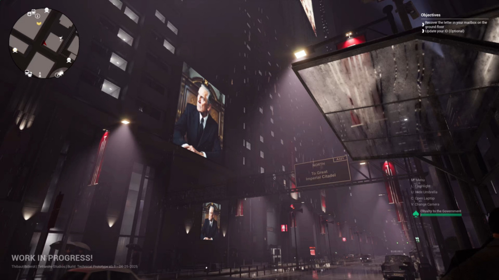 Working on Mandated Fate, my retro-futuristic game set in a dark city under tight authoritarian control. Just implemented a full day/night cycle (previously stuck in endless night) — and added the first drivable vehicles. Concrete, isolation, lights cutting through the dark... hope you'll like mood