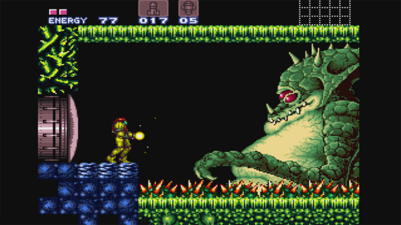 Screenshot from the video game Super Metroid (1994).