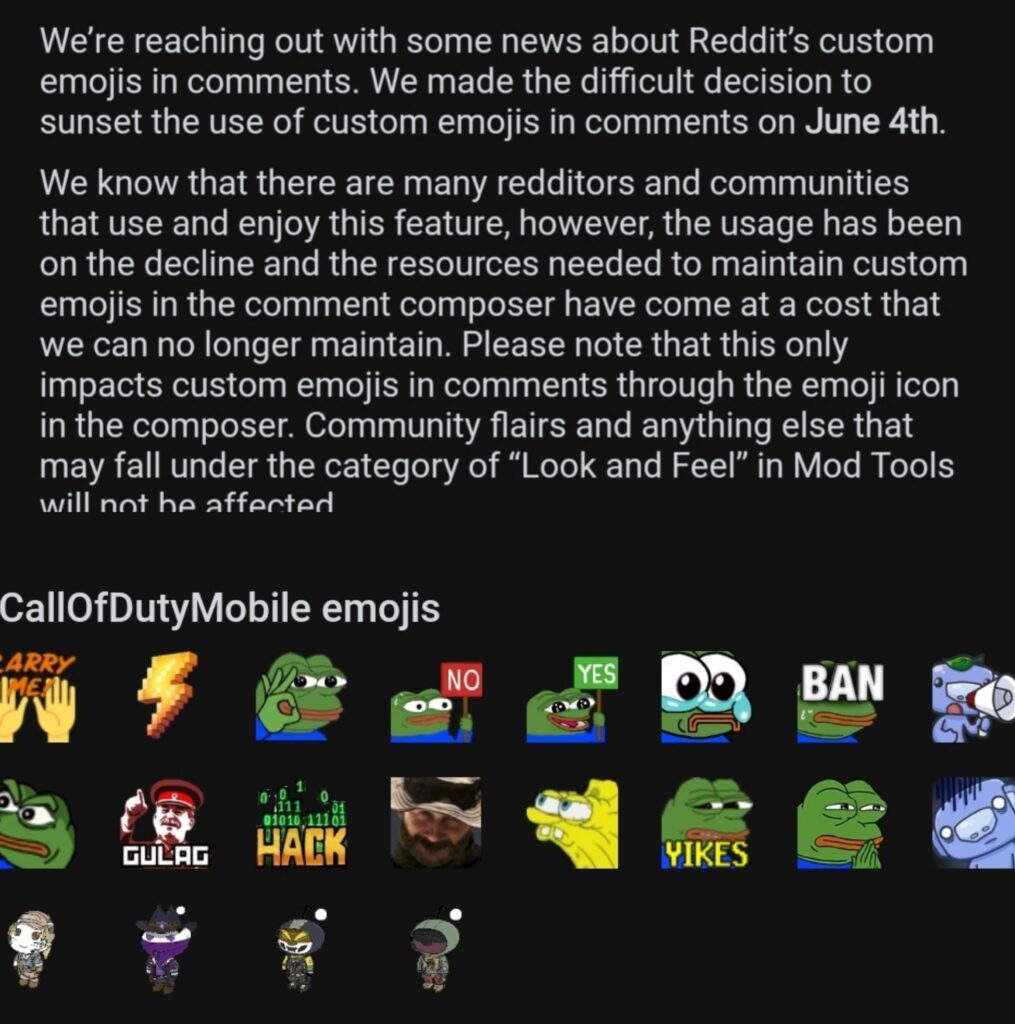 RIP our subreddit emojis come june 4th.