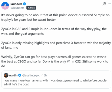 launders explains why ZywOo isn't the GOAT
