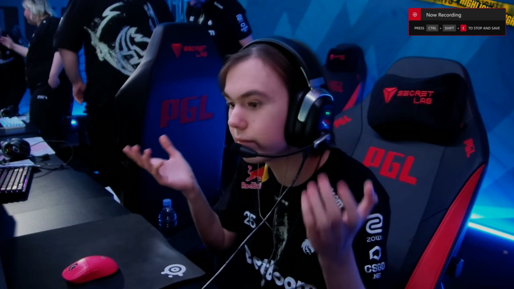 He isn't happy that he won, he is disappointed that Astralis lost.