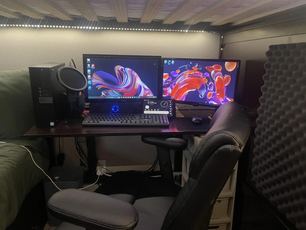 my loft bed computer setup