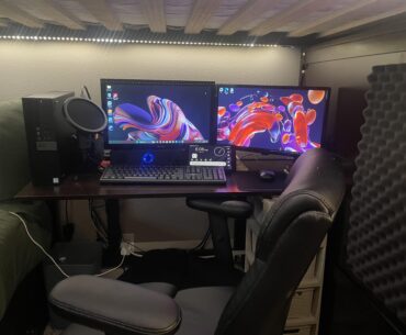 my loft bed computer setup