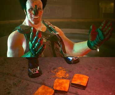 Bumped into this guy and he randomly dropped 3 grilled cheese (cyberpunk 2077)