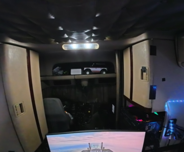 A few years ago I shared my gaming rig inside my “Big Rig” and it got a lot of reactions. That same rig is still kicking today, just in a different truck now! Even added head tracking recently! I also have a steering wheel and yes, occasionally play Truck Simulators. But I usually stick to the skies