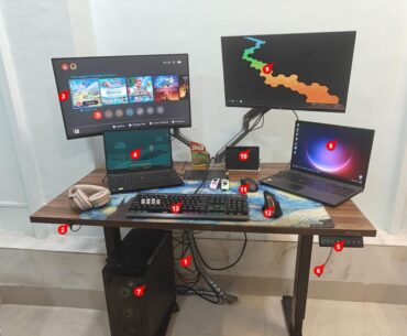 I hope this is fine. The extra two screens are from laptops