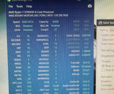 Ram overclocking and stability test