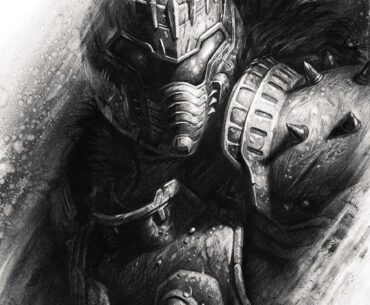 Here's my take on the new Doomslayer.  Drawn with the carbonized remains of the ripped and torn (charcoal powder and pencils).
