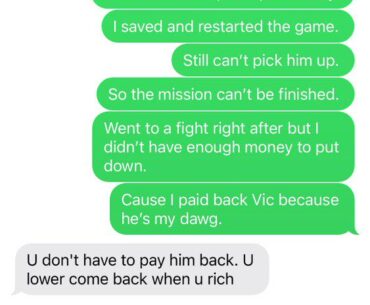 Talking to my friend about paying back Viktor.