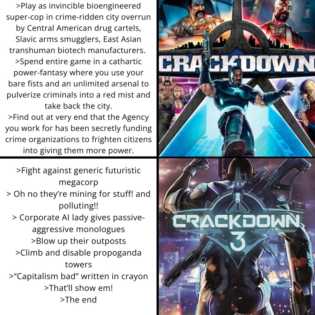 [Crackdown 1] vs. [Crackdown 3]