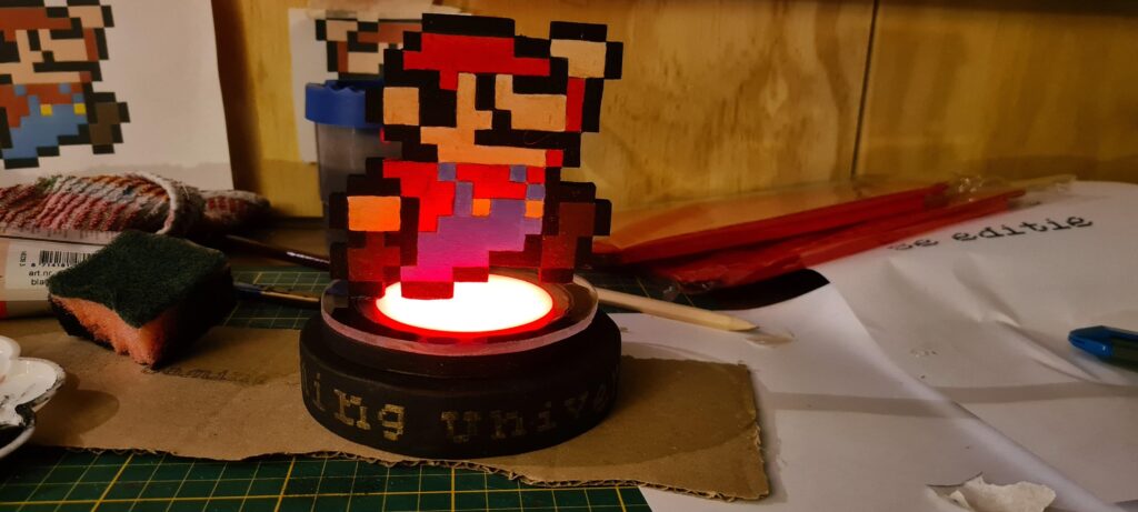 I made a 8 bit Mario out of wood!