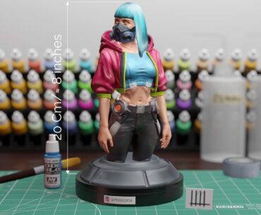 "Kira" – 3D Printable Cyberpunk Girl Bust - FINISHED