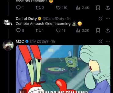 MZC fried the COD Twitter after they previewed creators trying out Grief with only 1 actual zombies creator involved 💀
