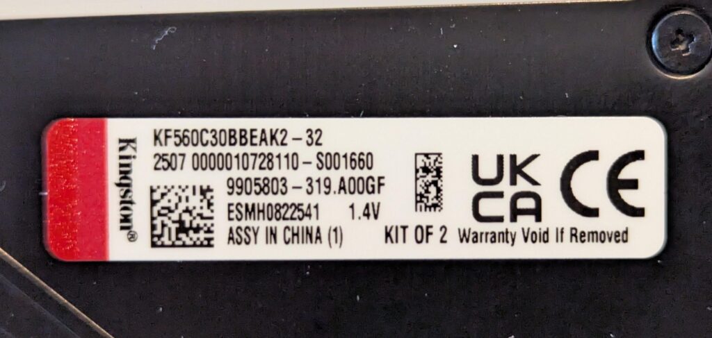 Help identifying Kingston Fury Beast DDR5 6000 CL30 Hynix Die