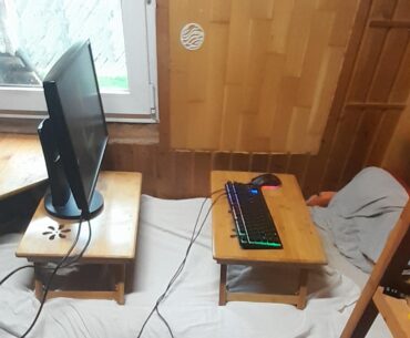 Back with an update! I posted here a long while ago showing my setup. I made a slight tweal so the monitor can be closer. (I'll get my previous post link into the comments for ref)