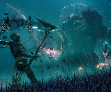 A character holds the tail of a mystical hawk in Elden Ring Neightreign, while they overlook a condensed version of The Lands Below.