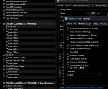 Perf# not showing in hwinfo sensor list