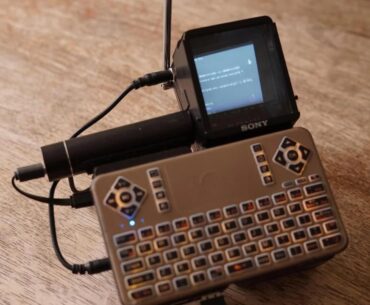 cyberDeck I made with CRT monitor (1985 Sony Watchman with composite input) and Pi 3B+