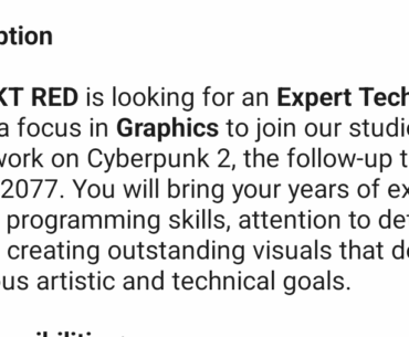 New CDPR Job listing mainly focused on Cyberpunk 2