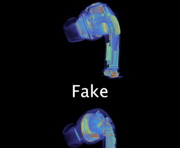 CT scan of real and fake airpods