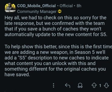Saving current caches won't count towards the next season's rewards