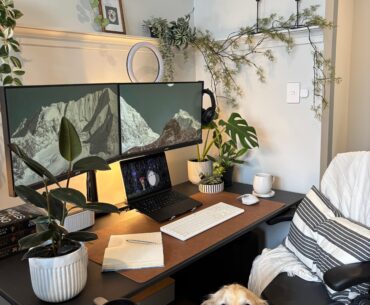 My desk setup (doggo approved) 🥰 🌱