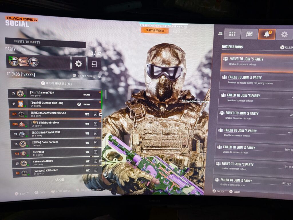 Servers are up but everyone is stuck searching and getting errors. B06 nor warzone working for any of us