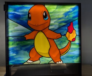Charmander from Pokémon as a stained glass PC panel