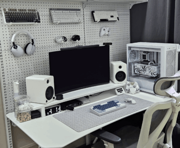 Added steel pegboard rack for my battle station.