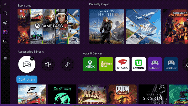 A GIF showing how Samsung Gaming Hub works