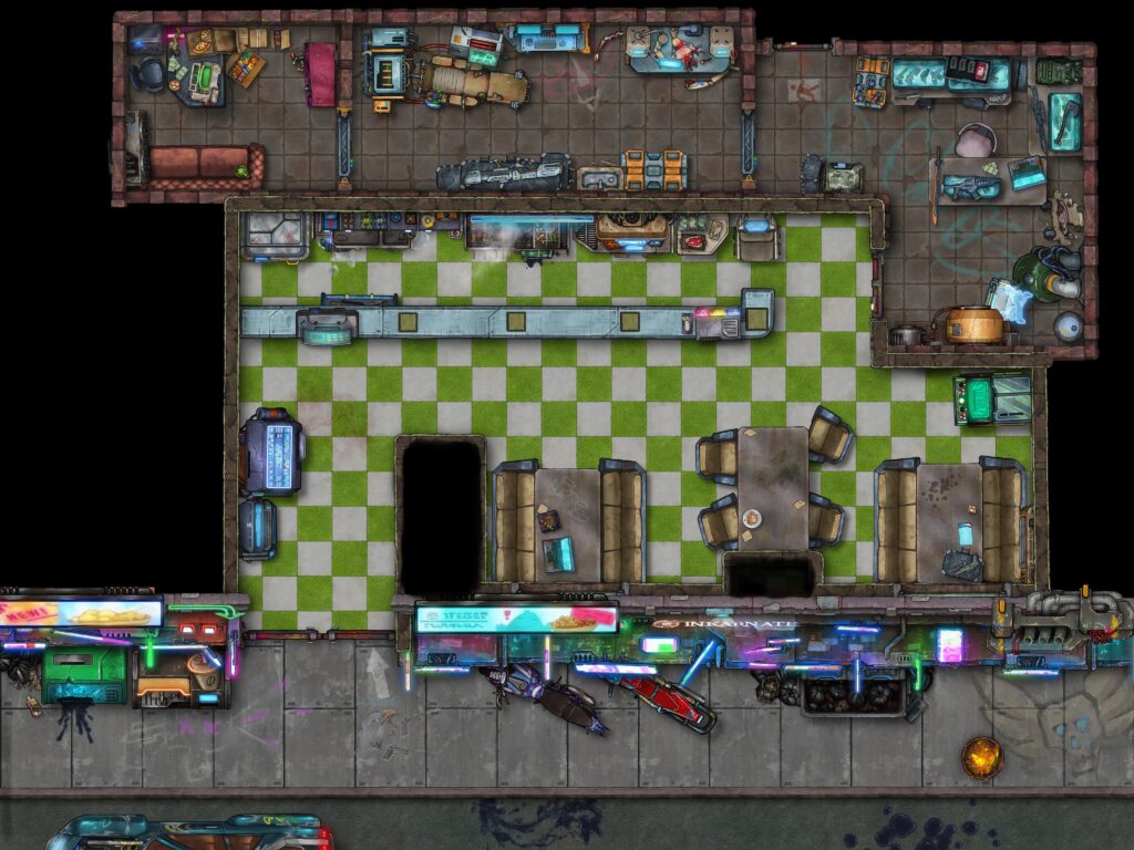 Cyberpunk map - Diner front [Inkarnate]