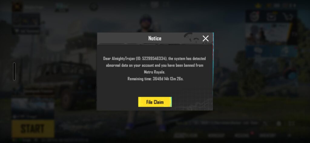 I just got banned from Metro Royale without even playing one match of it.