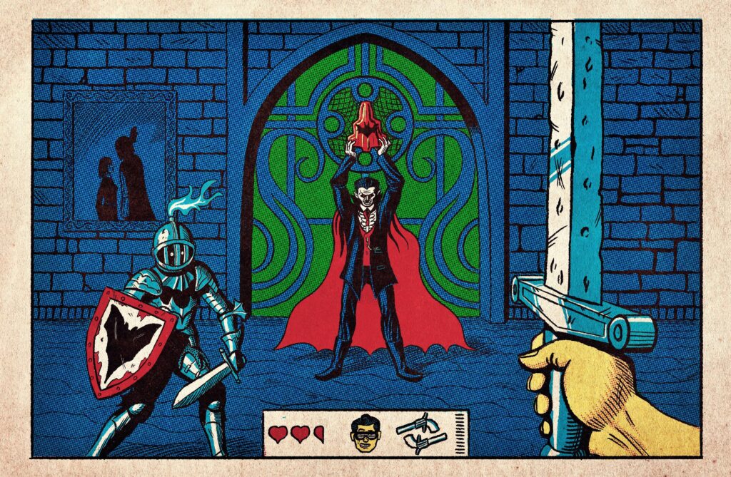 I made art for an imaginary haunted castle video game.