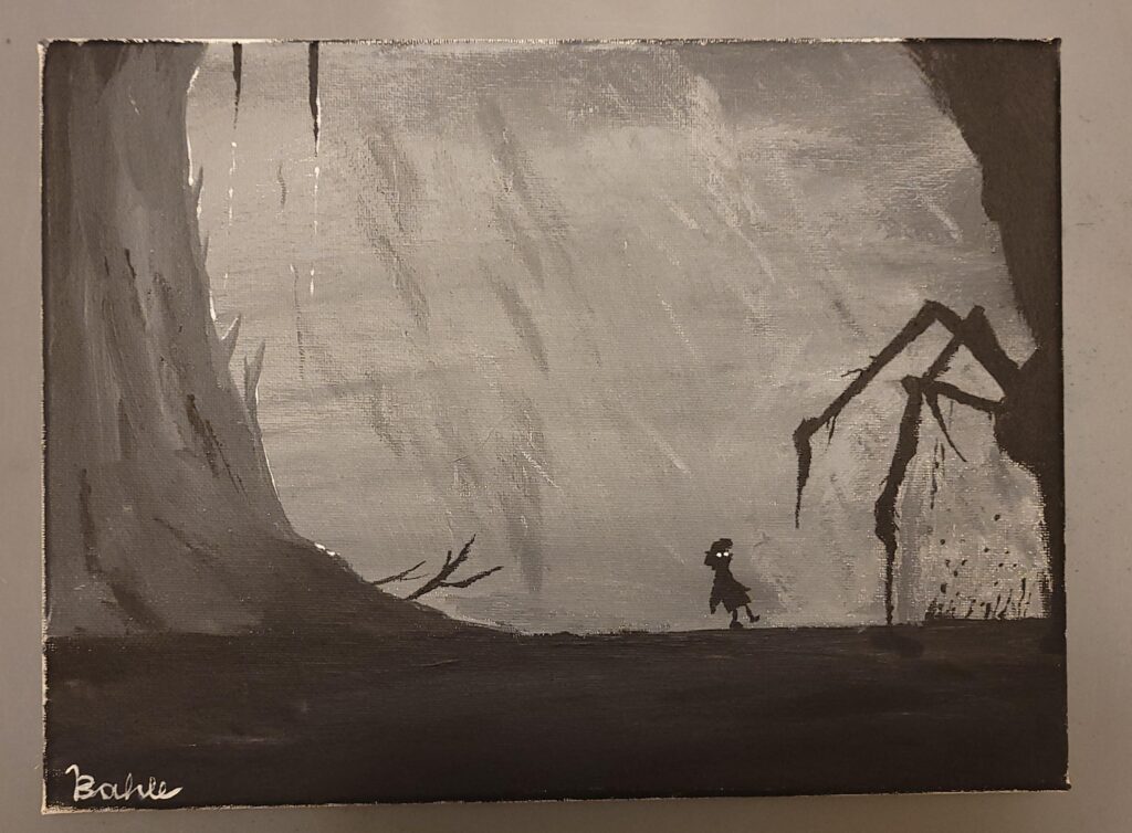 I did a painting of one of my favorite games of all time. LIMBO